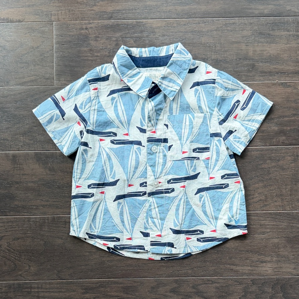 Sailboat Print Kids Shirt - Blue